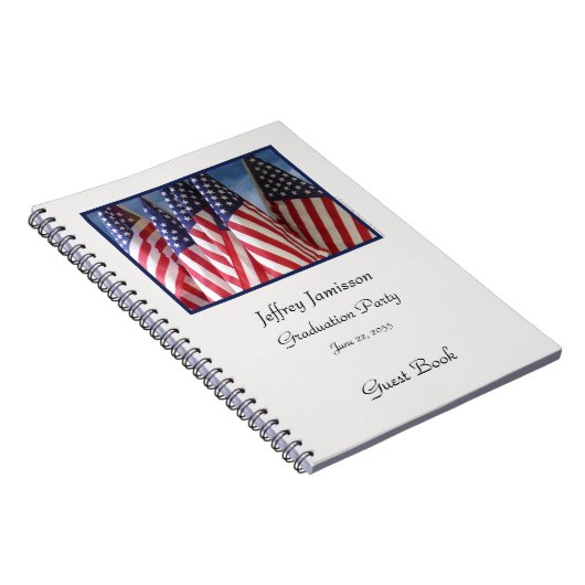 Graduation Party Guest Book, American Flags Notizblock (Rechte Seite)