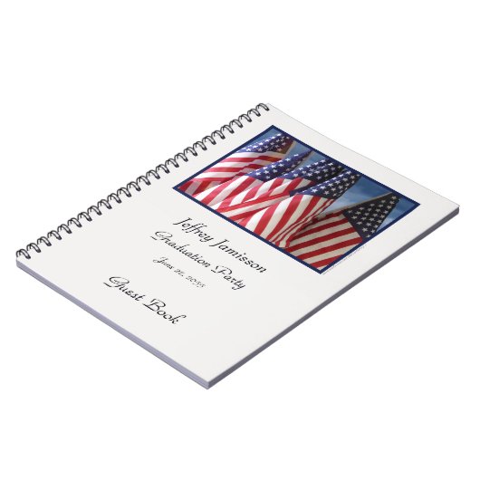 Graduation Party Guest Book, American Flags Notizblock (Linke Seite)