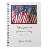 Graduation Party Guest Book, American Flags Notizblock (Vorderseite)