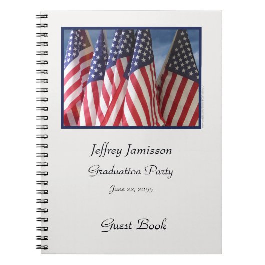 Graduation Party Guest Book, American Flags Notizblock (Vorderseite)