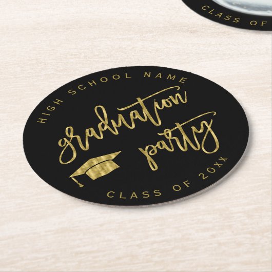 Graduation Party Imitats Gold Class of Runder Pappuntersetzer (Angewinkelt)