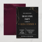 Graduation Party Invintation Black and Gold RSVP Karte (Vorne/Hinten)