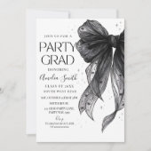 Graduation Party Invitation Black Bow Graduation A Einladung (Vorderseite)