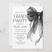 Graduation Party Invitation Black Bow Graduation A Einladung (Vorderseite)