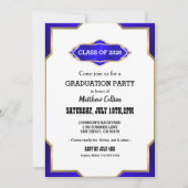 Graduation Party Invitation blue Retro Inspired Einladung (Vorderseite)