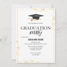Graduation Party Invitation Elegant Gold Editable  Einladung