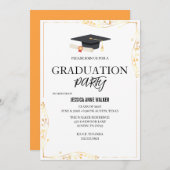 Graduation Party Invitation Elegant Gold Editable Einladung (Vorne/Hinten)