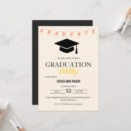 Graduation Party Invitation Elegant Gold Editable  Einladung