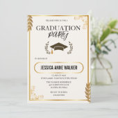 Graduation Party Invitation Elegant Gold Editable Einladung (Stehend Vorderseite)