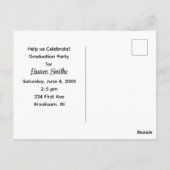 Graduation Party Invitation Post Card Postkarte (Rückseite)