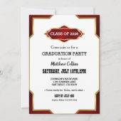 Graduation Party Invitation Red Retro Inspired Einladung (Vorderseite)