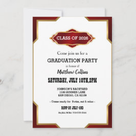 Graduation Party Invitation Red Retro Inspired  Einladung