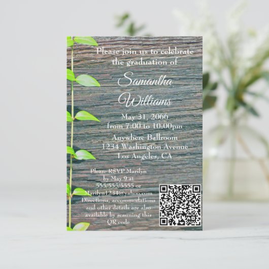 Graduation Party Invitation, Rustic Boards Card Karte (Stehend Vorderseite)