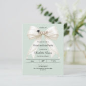 Graduation party ivory bow green 2026 invitation (Stehend Vorderseite)