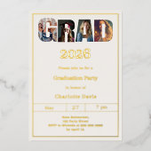 Graduation party ivory gold grad photo folieneinladung (Vorderseite)