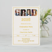 Graduation party ivory gold grad photo folieneinladung (Stehend vorne)