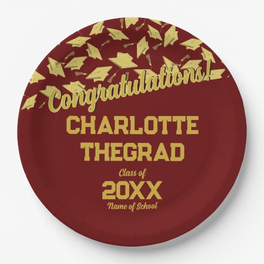 Graduation Party liefert Personalisiertes Maroon G Pappteller (Vorderseite)