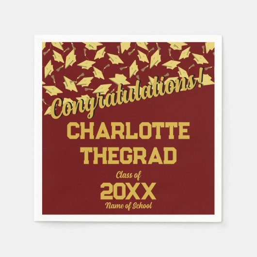 Graduation Party liefert Personalisiertes Maroon G Serviette (Vorderseite)