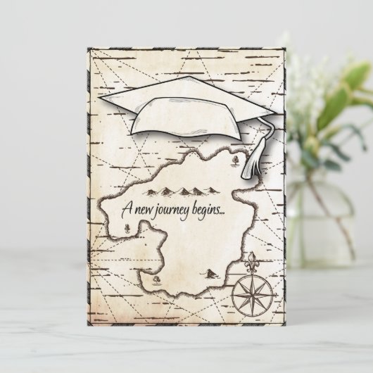 Graduation Party Map Reise zum Erfolg Einladung (Stehend Vorderseite)