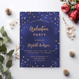 Graduation Party Marine blaue goldene Sterne Jahr Einladung