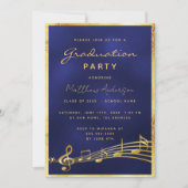 Graduation Party Marine blaue Musik Gold 2025 Einladung (Vorderseite)