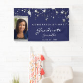 Graduation Party Marine Blue White Stars Foto 2023 Banner (Insitu)