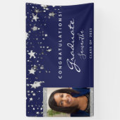 Graduation Party Marine Blue White Stars Foto 2023 Banner (Vertikal)