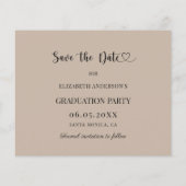 Graduation Party mocha beige Save the Date card (Rückseite)