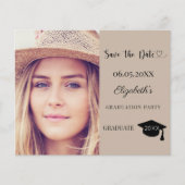 Graduation Party mocha beige Save the Date card (Vorderseite)