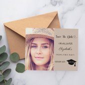 Graduation Party mocha beige Save the Date card