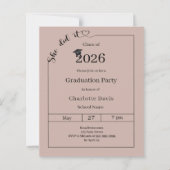 Graduation party mocha She did it invitation (Vorderseite)