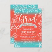 Graduation Party Modernes Beach Coral Reef Starfis Einladung (Vorne/Hinten)