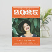 Graduation Party Open House 2023 Foto Orange Einladung (Stehend Vorderseite)