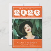 Graduation Party Open House 2023 Foto Orange Einladung (Vorderseite)