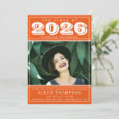 Graduation Party Open House 2023 Foto Orange Einladung (Stehend Vorderseite)