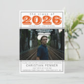 Graduation Party Open House 2023 Foto Orange Einladung (Stehend Vorderseite)