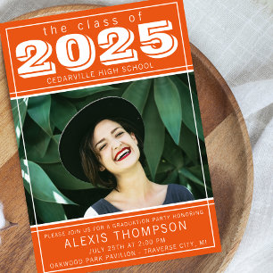 Graduation Party Open House 2023 Photo Orange Einladung