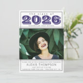 Graduation Party Open House 2024 Foto Lila Einladung (Stehend Vorderseite)