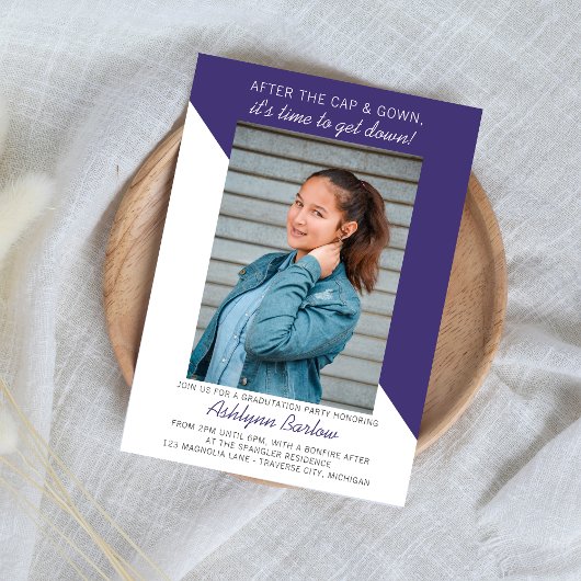 Graduation Party Open House 2024 Foto Lila Einladung