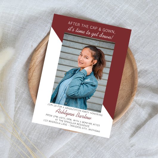 Graduation Party Open House 2024 Foto Maroon Einladung