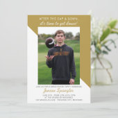 Graduation Party Open House 2025 Foto Gold Einladung (Stehend Vorderseite)