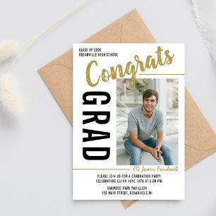 Graduation Party Open House 2025 Foto Gold Einladung