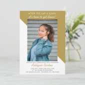 Graduation Party Open House 2025 Foto Gold Einladung (Stehend Vorderseite)