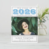 Graduation Party Open House 2025 Foto Light Blue Einladung (Stehend Vorderseite)