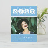 Graduation Party Open House 2025 Foto Light Blue Einladung (Stehend Vorderseite)