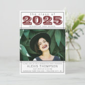 Graduation Party Open House 2025 Foto Maroon Einladung (Stehend Vorderseite)