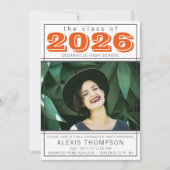 Graduation Party Open House 2025 Foto Orange Einladung (Vorderseite)