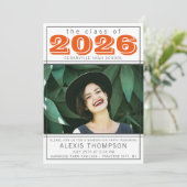 Graduation Party Open House 2025 Foto Orange Einladung (Stehend Vorderseite)