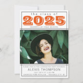 Graduation Party Open House 2025 Foto Orange Einladung (Vorderseite)