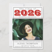 Graduation Party Open House 2025 Foto Red Einladung (Vorderseite)
